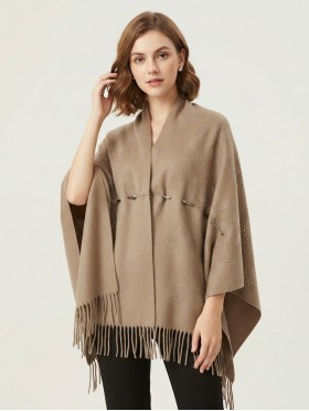 Cashmere Cape W/ Rhinestones and Waist Tie